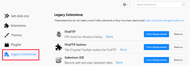 Firefox Quantum Extensions Area