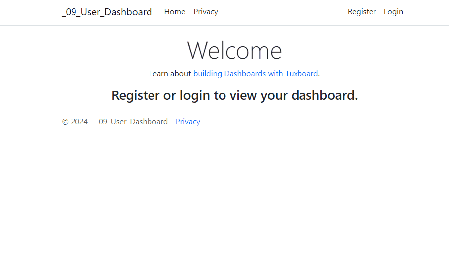 Screenshot of Loading a user dashboard on login